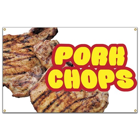 Signmission Pork Chops Banner Concession Stand Food Truck Single Sided B-120 Pork Chops19